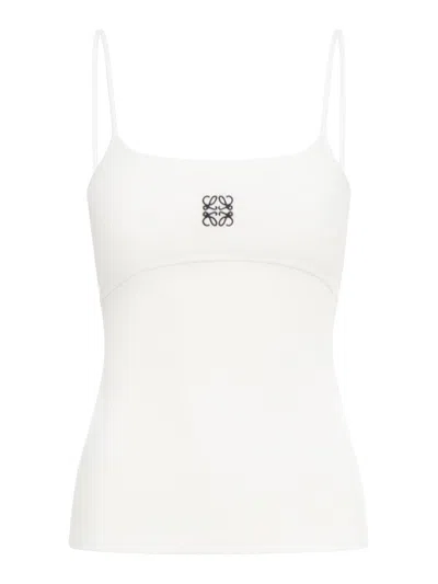 Loewe Anagram Logo-embroidered Ribbed Stretch-cotton Jersey Tank In White