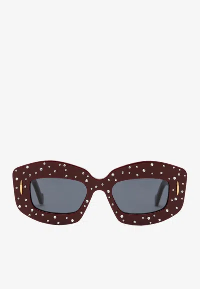 Loewe Anagram Strass Cat-eye Sunglasses In Blue