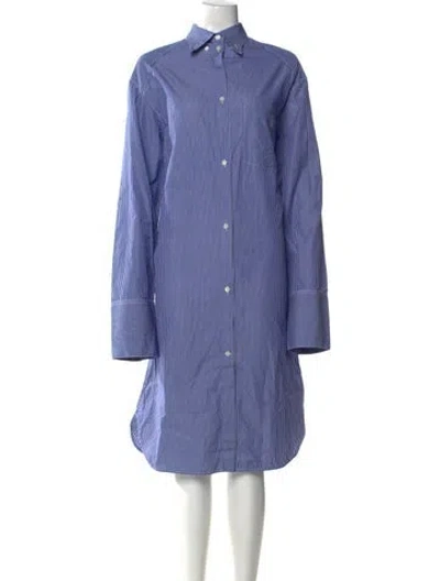 Pre-owned Loewe Anagram Striped Midi Length Dress In Blue