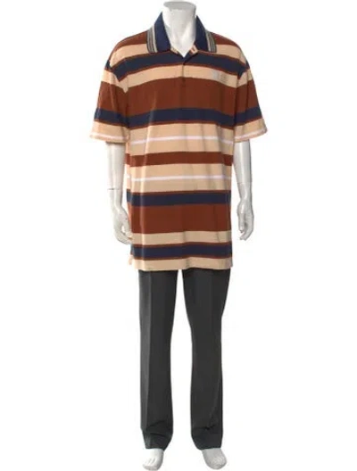 Pre-owned Loewe Anagram Striped Oversize Striped Polo Shirt In Brown