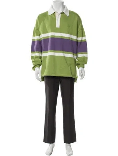 Pre-owned Loewe Anagram Striped Polo Shirt W/ Tags In Green