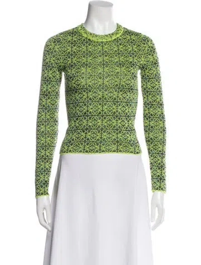 Pre-owned Loewe Anagram Striped Sweater In Green