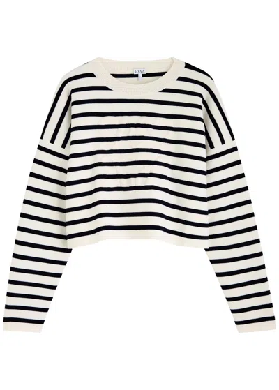 Loewe Anagram Striped Wool-blend Jumper In White