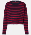 Loewe Cropped Oversized Striped Jacquard-knit Wool-blend Sweater In Multicoloured