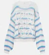 Loewe Anagram Embroidered Striped Mohair-blend Sweater In White