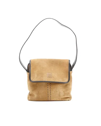 Loewe Anagram Suede Messenger Bag In Brown