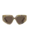 Loewe Anagram 51mm Geometric Sunglasses In Beige Horn & Brown