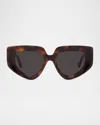 Loewe Lw40154u - Havana Sunglasses In Dark Havana Smoke