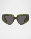 Loewe Anagram Sunglasses In Shiny Dark Green