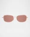 Loewe Anagram Sunglasses In Shiny Rose Goldbordeaux Mirror