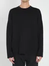 Loewe Relaxed Fit Crewneck Sweater With Embossed Logo In Black