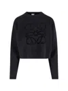 Loewe Wool Blend Sweater Relaxed Fit Cropped In Black