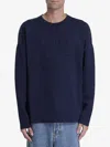 Loewe Mens Navy Blue Anagram Embossed-monogram Crew-neck Relaxed-fit Stretch-wool Blend Sweatshirt