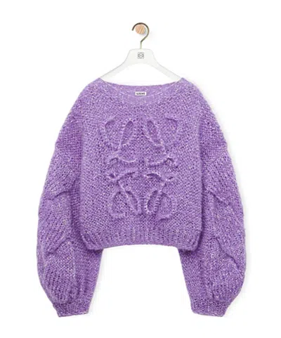 Loewe Anagram Sweater In Mohair Blend In Purple