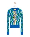 Loewe Anagram Appliquéd Checked Intarsia Cotton Sweater In Multi-color