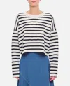 Loewe Striped Wool-blend Sweater With Anagram Detail In White