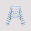 Loewe Anagram Embroidered Striped Mohair-blend Sweater In White Multicolor