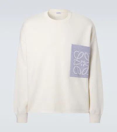 Loewe Cotton-blend Anagram Sweater In White