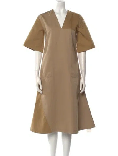 Pre-owned Loewe Anagram Tab Midi Length Dress In Brown