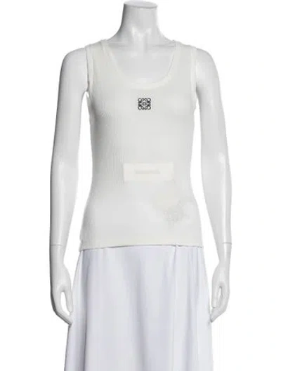 Pre-owned Loewe Anagram Tank Scoop Neck Top In Neutral