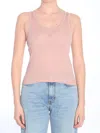 Loewe Womens Light Pink Anagram Ribbed Silk Fine-knit Tank Top Xs
