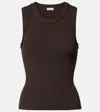Loewe Ribbed Viscose-blend Tank Top In Brown