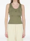 Loewe Anagram Embroidered Ribbed Silk-jersey Tank In Green