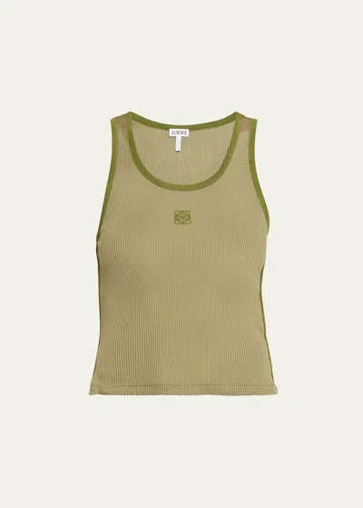 Loewe Logo Embroidered Tank Top In Military G