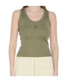 Loewe Anagram Embroidered Ribbed Silk-jersey Tank In Green