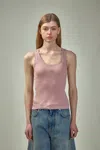 Loewe Womens Light Pink Anagram Ribbed Silk Fine-knit Tank Top Xs In Pink & Purple