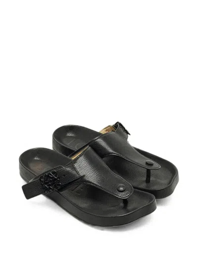 Pre-owned Loewe Anagram Thong Sandals In Black