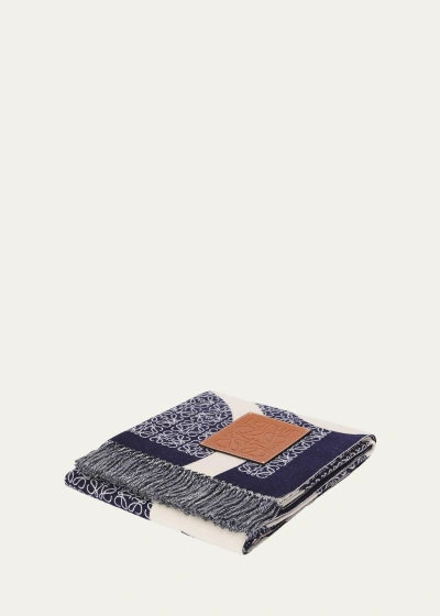 Loewe Anagram Throw Blanket In Navy Blue