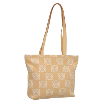 Pre-owned Loewe Anagram Tote Canvas Beige Canvas Tote Bag Bag () In Sand