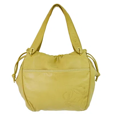 Pre-owned Loewe Anagram Tote Leather Beige Leather Tote Bag Bag () In Sand