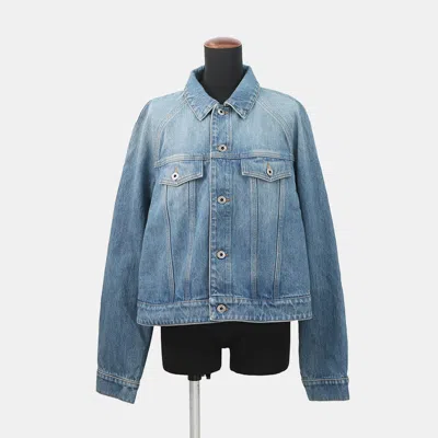 Pre-owned Loewe Anagram Trapeze Denim Jacket Size 40 Denim Blue Cotton