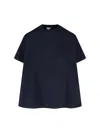 Loewe Cotton Crew Neck T-shirt With Flared Hem In Blue