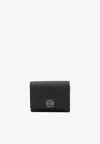 Loewe Anagram Tri-fold Wallet In Pebbled Leather In Black