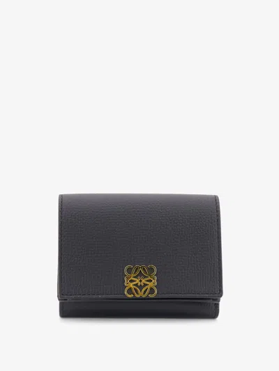 Loewe Anagram Tri-fold Leather Wallet In Black