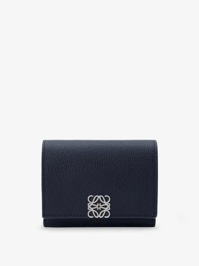 Loewe Anagram Trifold Leather Wallet In Blue