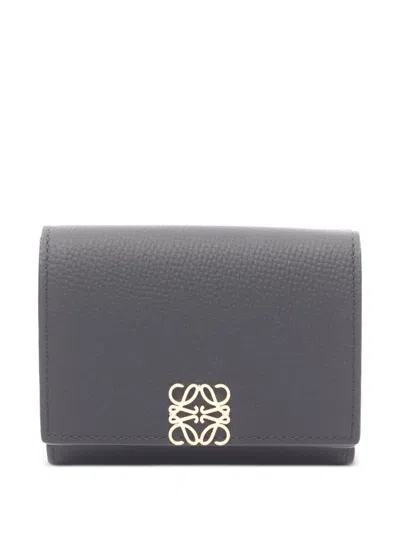 Pre-owned Loewe Anagram Trifold Wallet In Black