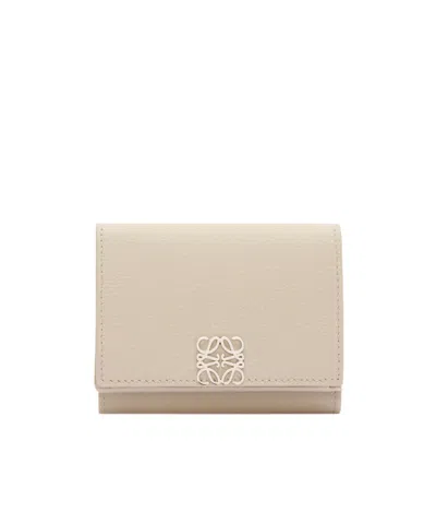 Loewe Anagram Trifold Wallet In Pebble Grained Calfskin In Brown