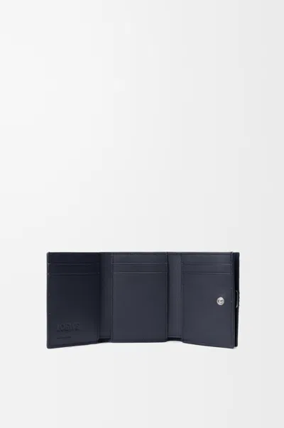 Loewe Anagram Trifold Wallet In Pebble Grained Leather Skin For Woman In Blue