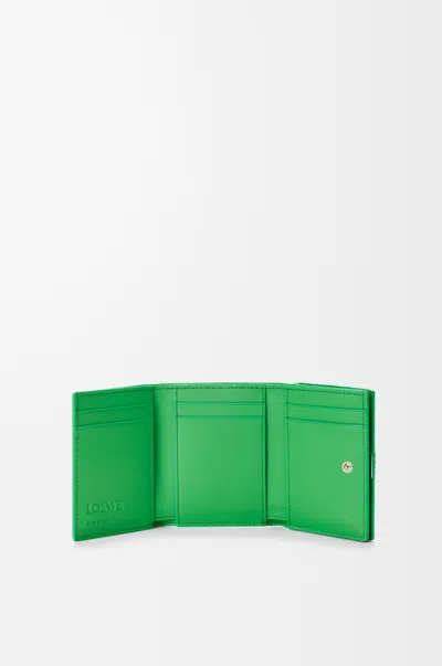 Loewe Anagram Trifold Wallet In Pebble Grained Leather Skin For Woman In Green