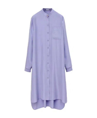 Loewe Anagram Tunic Dress In Silk Toile In Purple