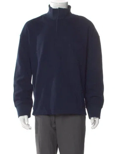 Pre-owned Loewe Anagram Turtleneck Polo Shirt In Blue