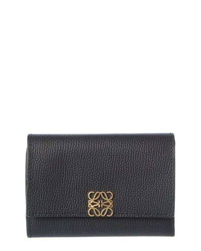 Loewe Anagram Vertical Small Leather Wallet In Black