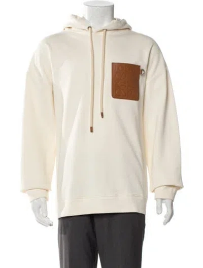 Pre-owned Loewe Anagram V-neck Hoodie In Neutral