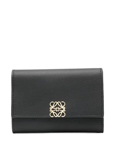Loewe Small Anagram Wallet In Black Grained Leather