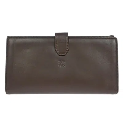 Pre-owned Loewe Anagram Wallet Leather Brown Leather Wallets Accessory ()