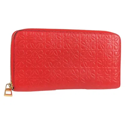 Pre-owned Loewe Anagram Wallet Leather Red Leather Wallets Accessory ()